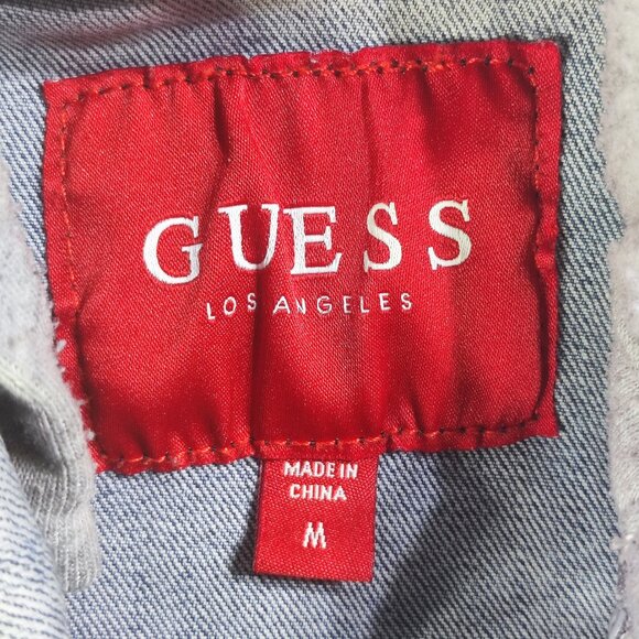 Guess Harold Hooded Denim Jacket youth size M hard washed blue - Picture 5 of 15